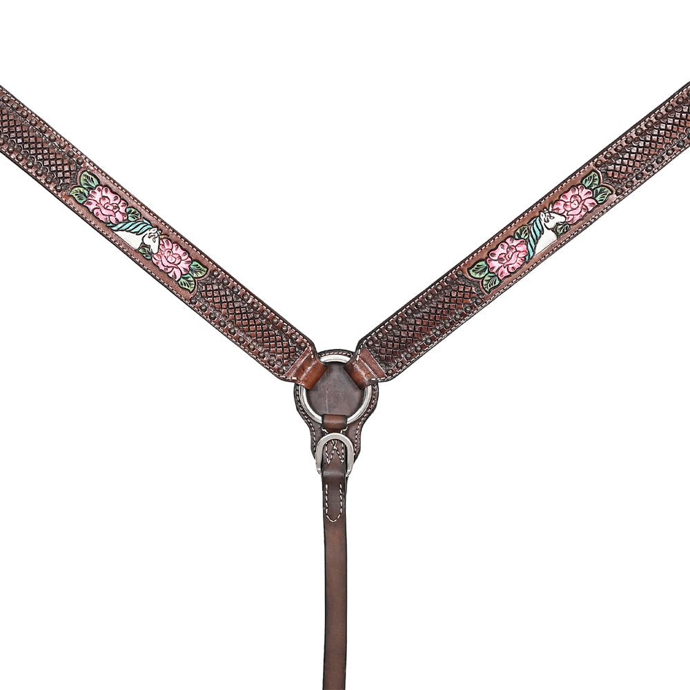Comfytack H. Floral Hand Painted Genuine Leather Breast Collar