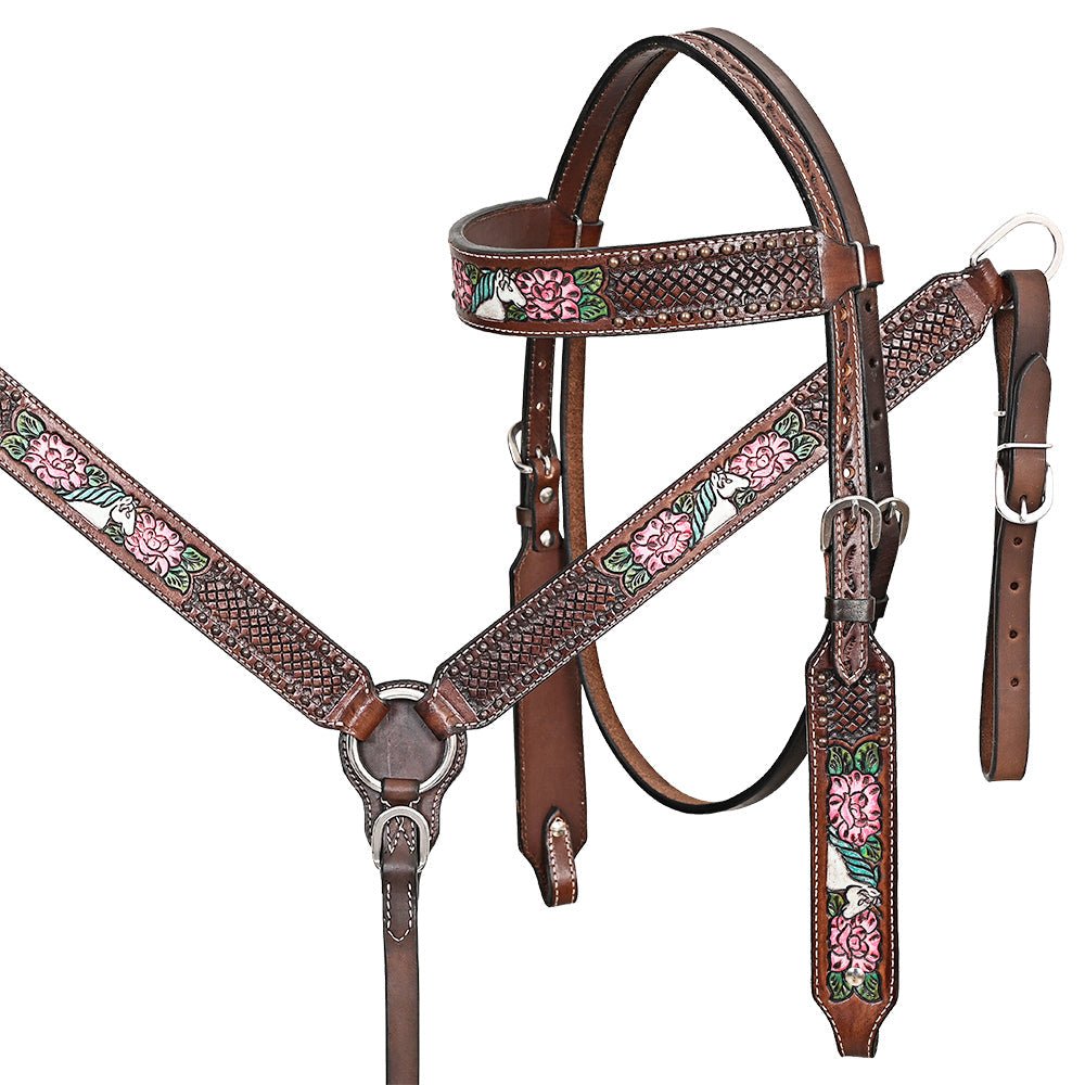 Comfytack H. Floral Hand Painted Genuine Leather Breast Collar