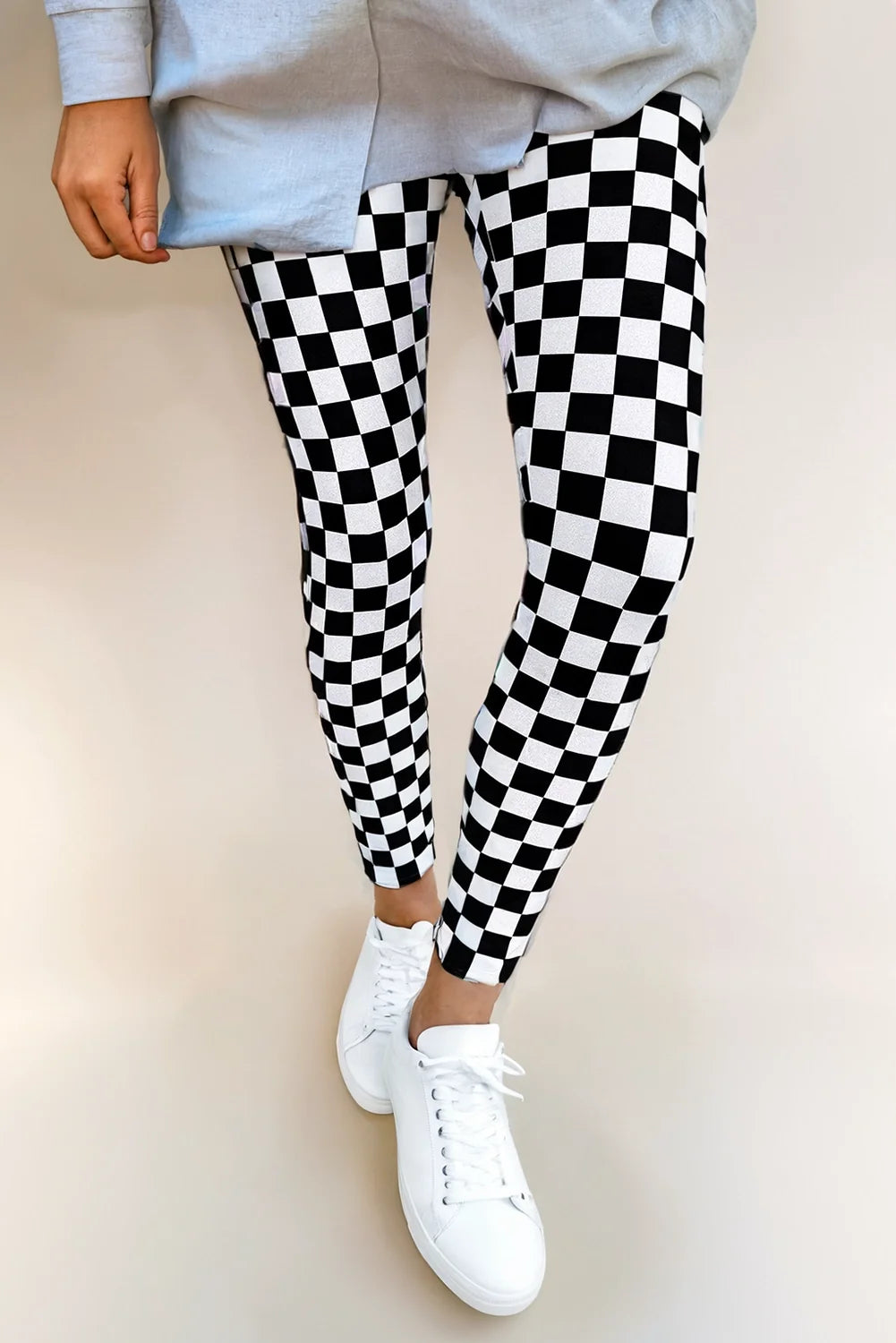 Black & White Checker High Waist | Leggings