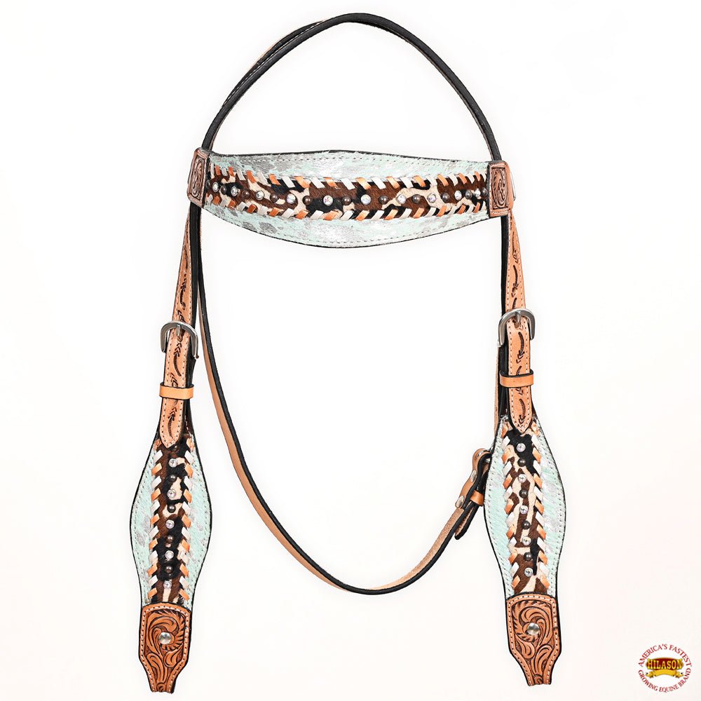 HILASON Western Horse Headstall & Breast Collar American Leather Floral Carving