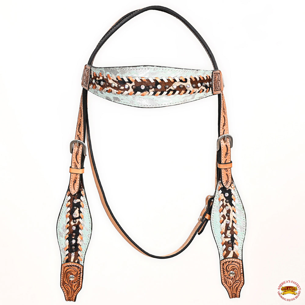 HILASON Western Horse Headstall & Breast Collar American Leather Floral Carving
