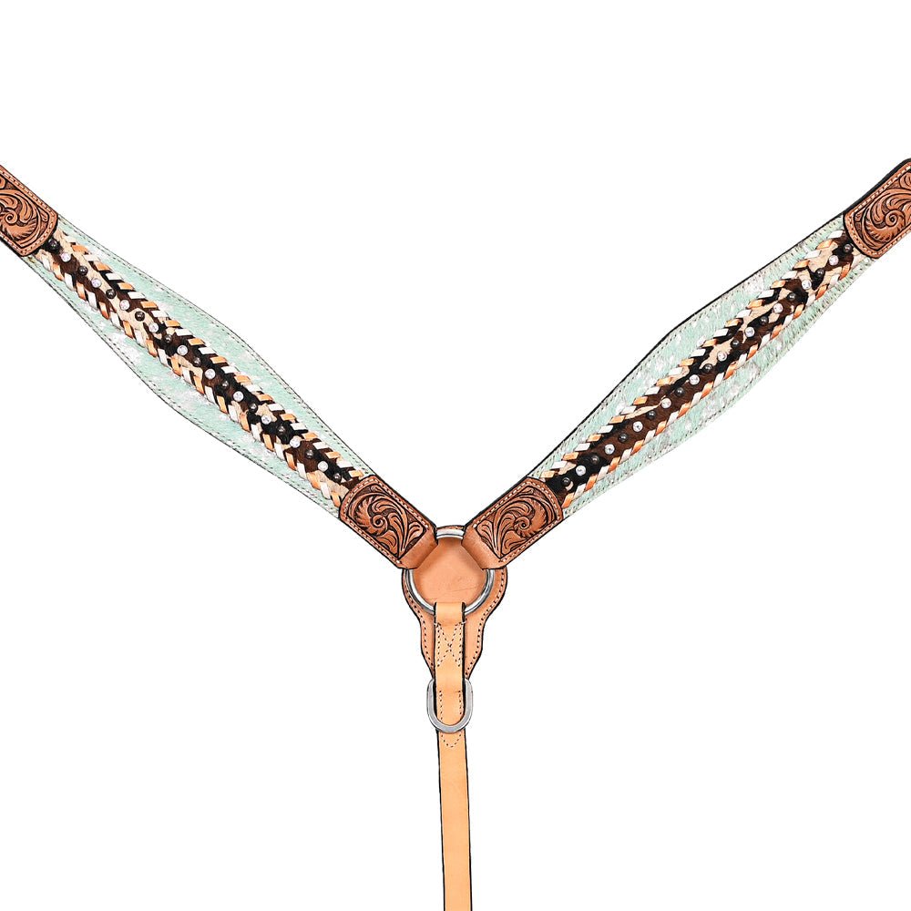 HILASON Western Horse Headstall & Breast Collar American Leather Floral Carving