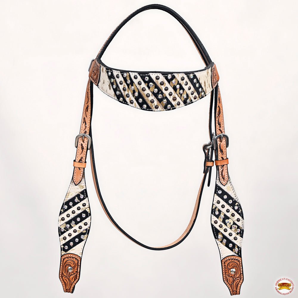 HILASON Western Horse Headstall & Breast Collar American Leather Floral Carving