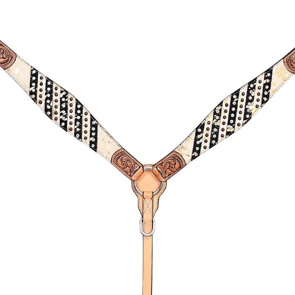 HILASON Western Horse Headstall Breast Collar Hairon Leather Tan