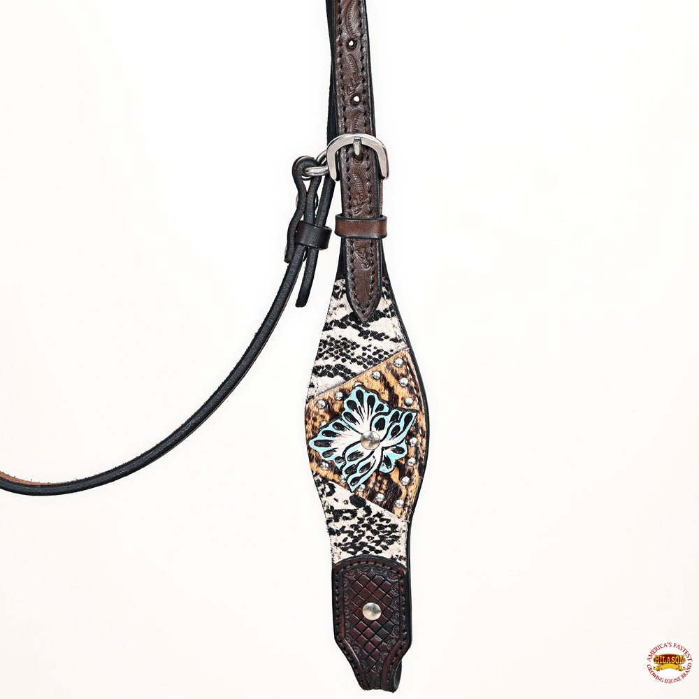 Hand-Carved Leather Western Headstall And Breast Collar Set For Training And Showing