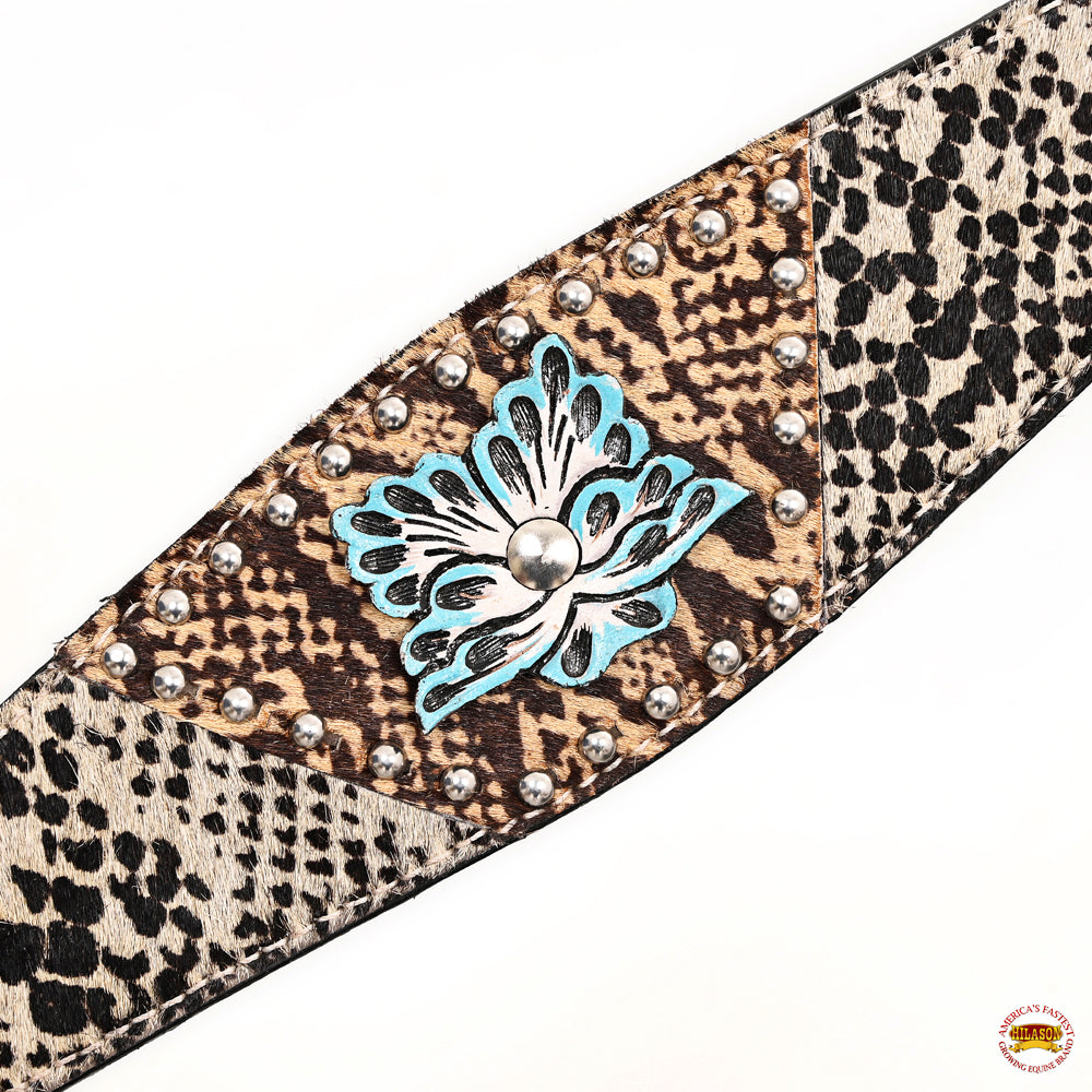 HILASON Western Horse Floral Snake Print Headstall Breast Collar Set Leather Brown | Tack for Horses