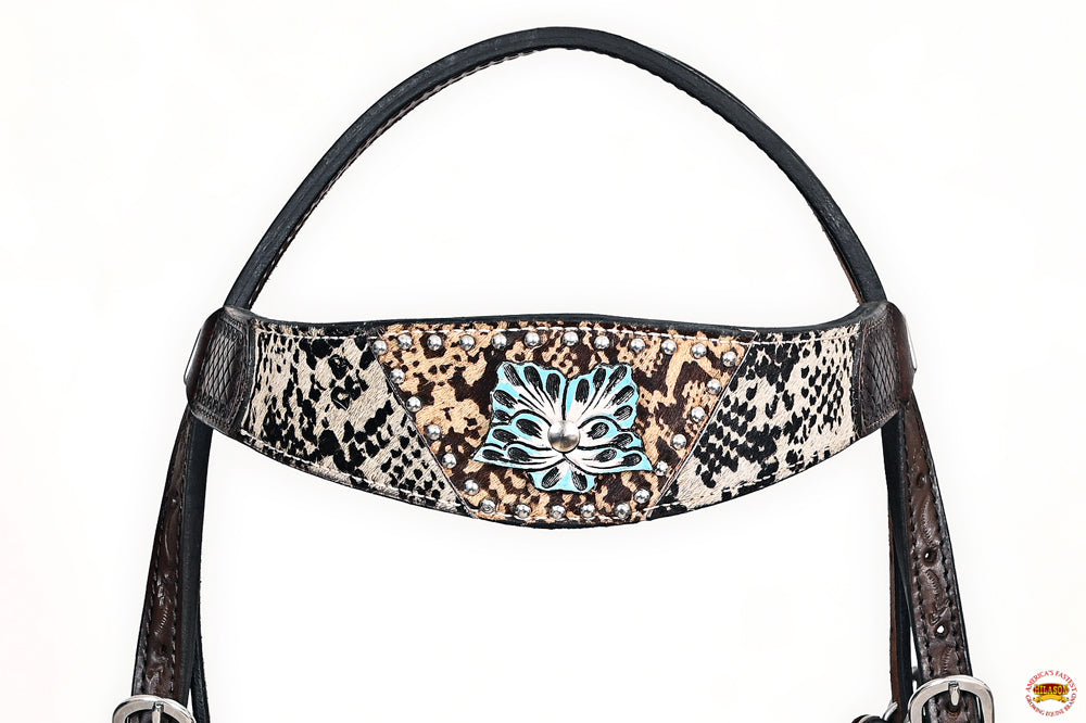 HILASON Western Horse Headstall Breast Collar Leather Brown