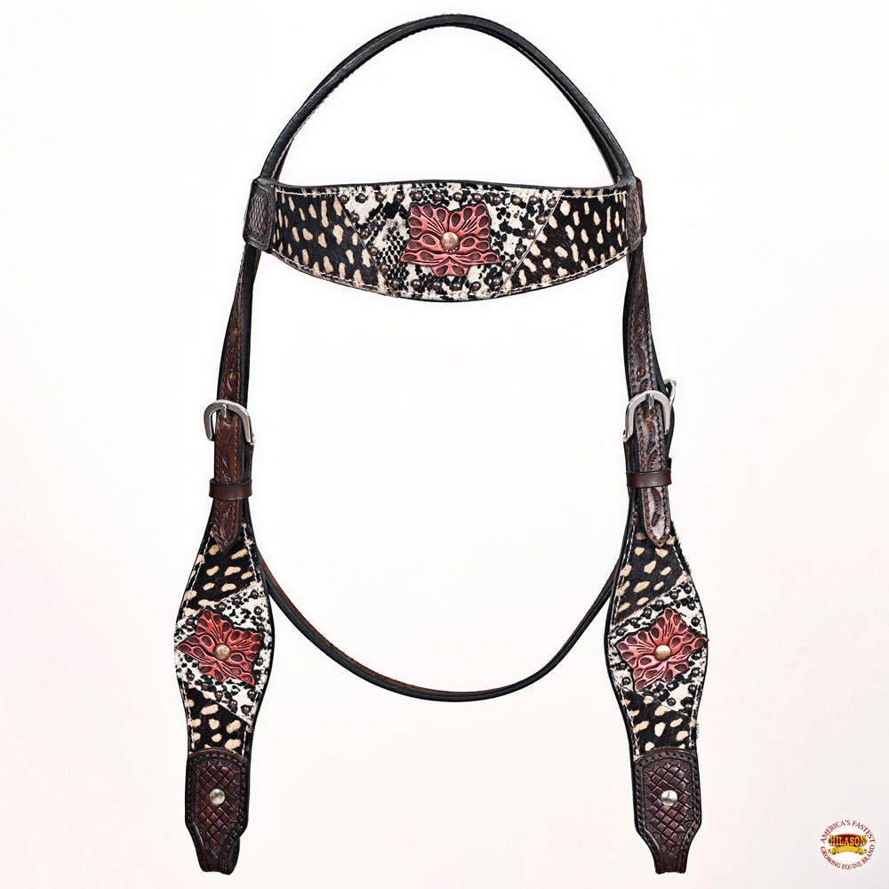Hand-Carved Leather Western Headstall And Breast Collar Set For Training And Showing