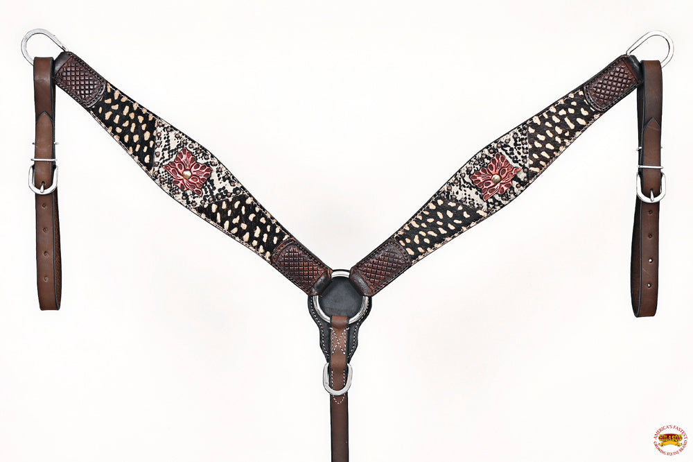 HILASON Western Horse Headstall Breast Collar Set Leather Brown | Tack for Horses