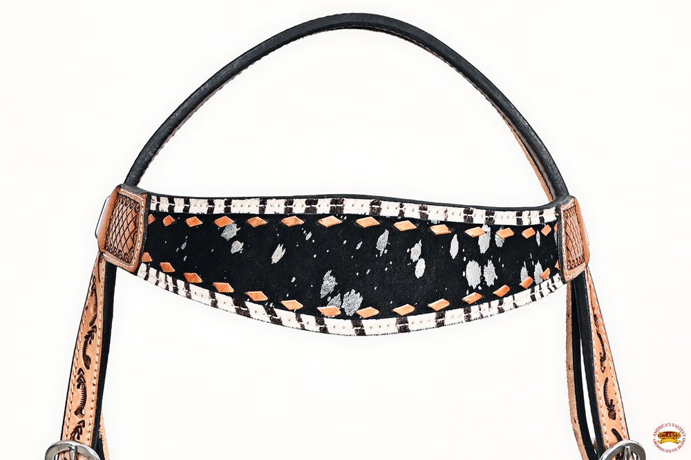 Hand-Carved Leather Western Headstall And Breast Collar Set For Training And Showing