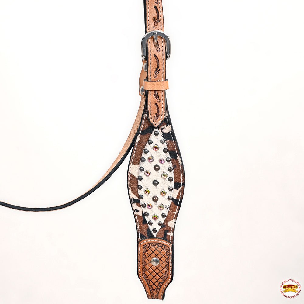 Hand-Carved Leather Western Headstall And Breast Collar Set For Training And Showing