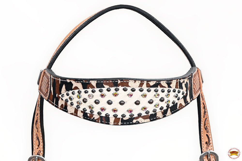 Hand-Carved Leather Western Headstall And Breast Collar Set For Training And Showing