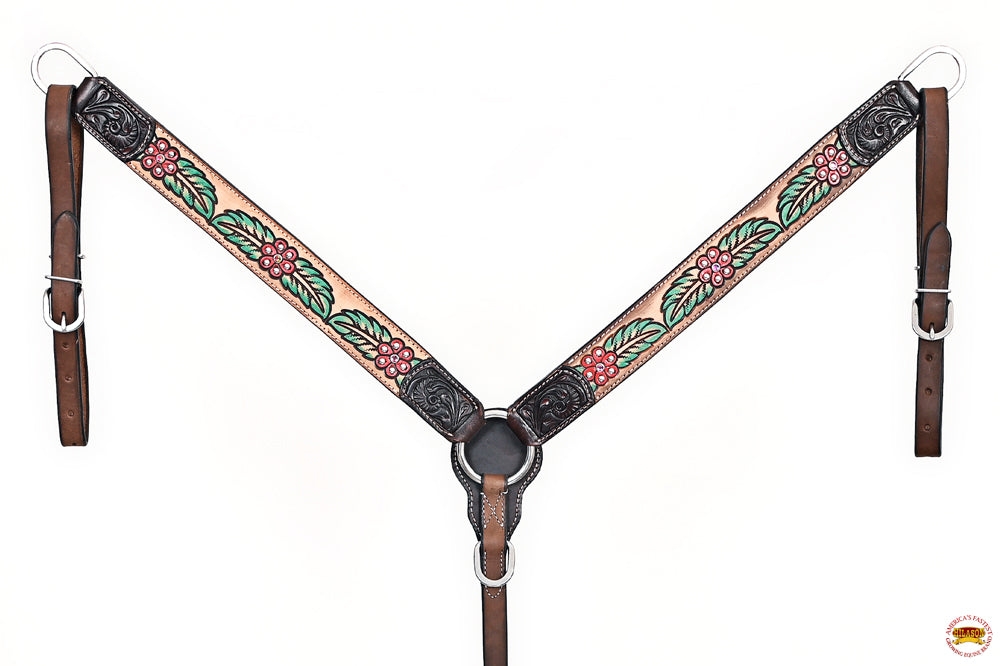 HILASON Western Horse Headstall Breast Collar Leather Brown