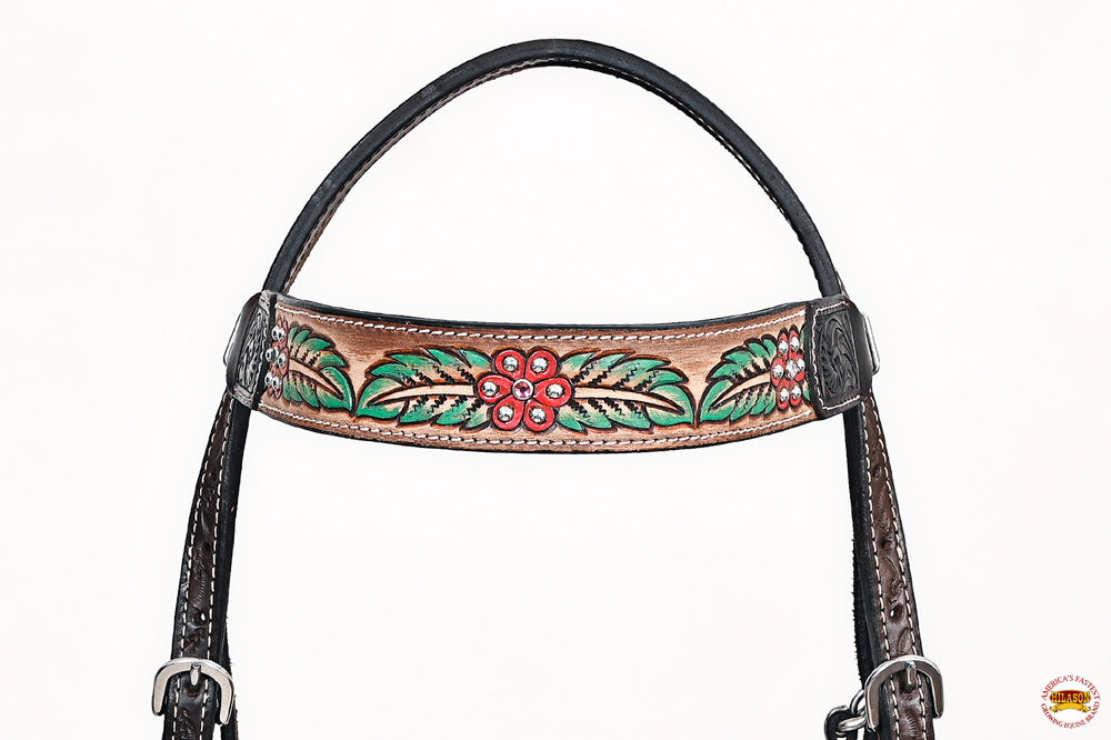 HILASON Western Horse Headstall Breast Collar Leather Brown