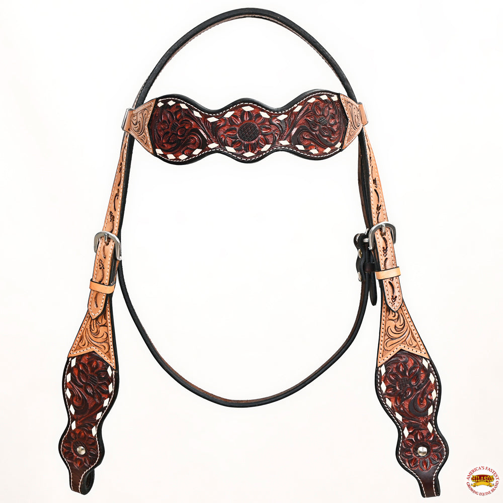HILASON Western Horse Headstall Breast Collar Leather Brown