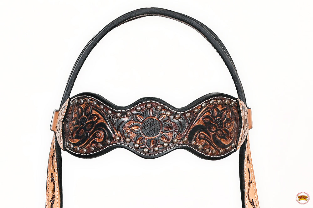 HILASON Western Horse Headstall Breast Collar Leather Brown