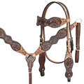HILASON Western Horse Headstall Breast Collar Leather Brown