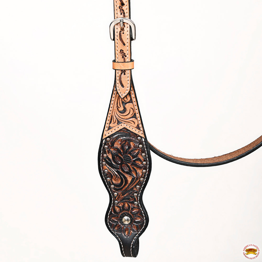 HILASON Western Horse Floral Headstall Breast Collar Set American Leather Brown | Tack for Horses