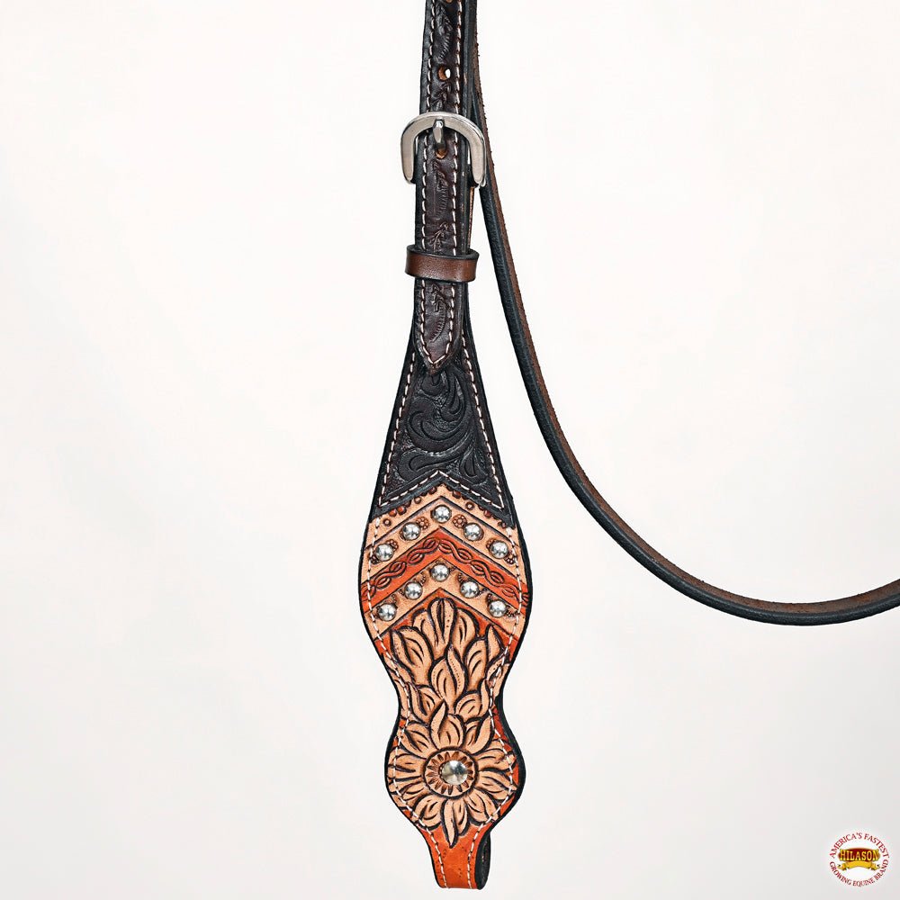 Hand-Carved Leather Western Headstall And Breast Collar Set For Training And Showing