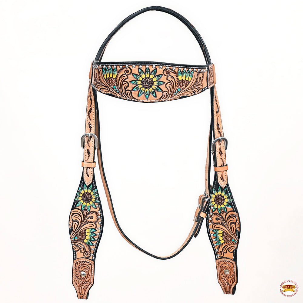 Hand-Carved Leather Western Headstall And Breast Collar Set For Training And Showing