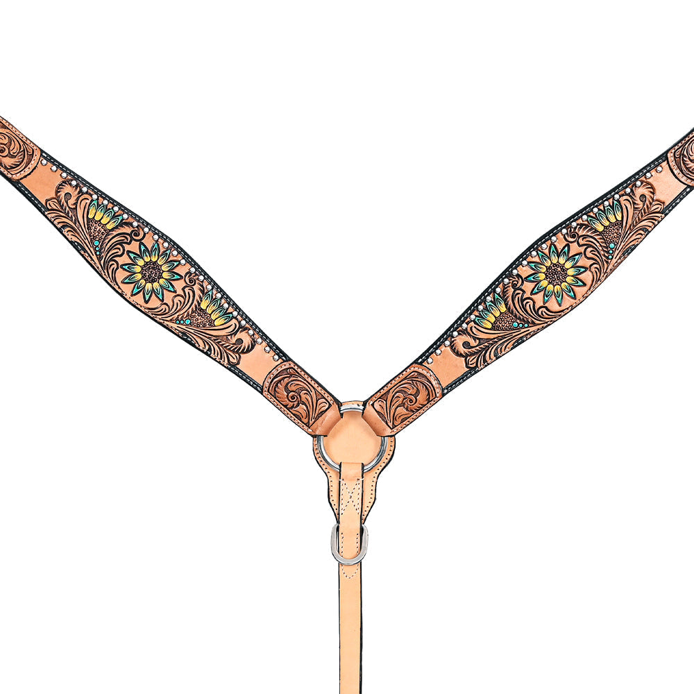 HILASON Western Horse Headstall Breast Collar Leather Tan