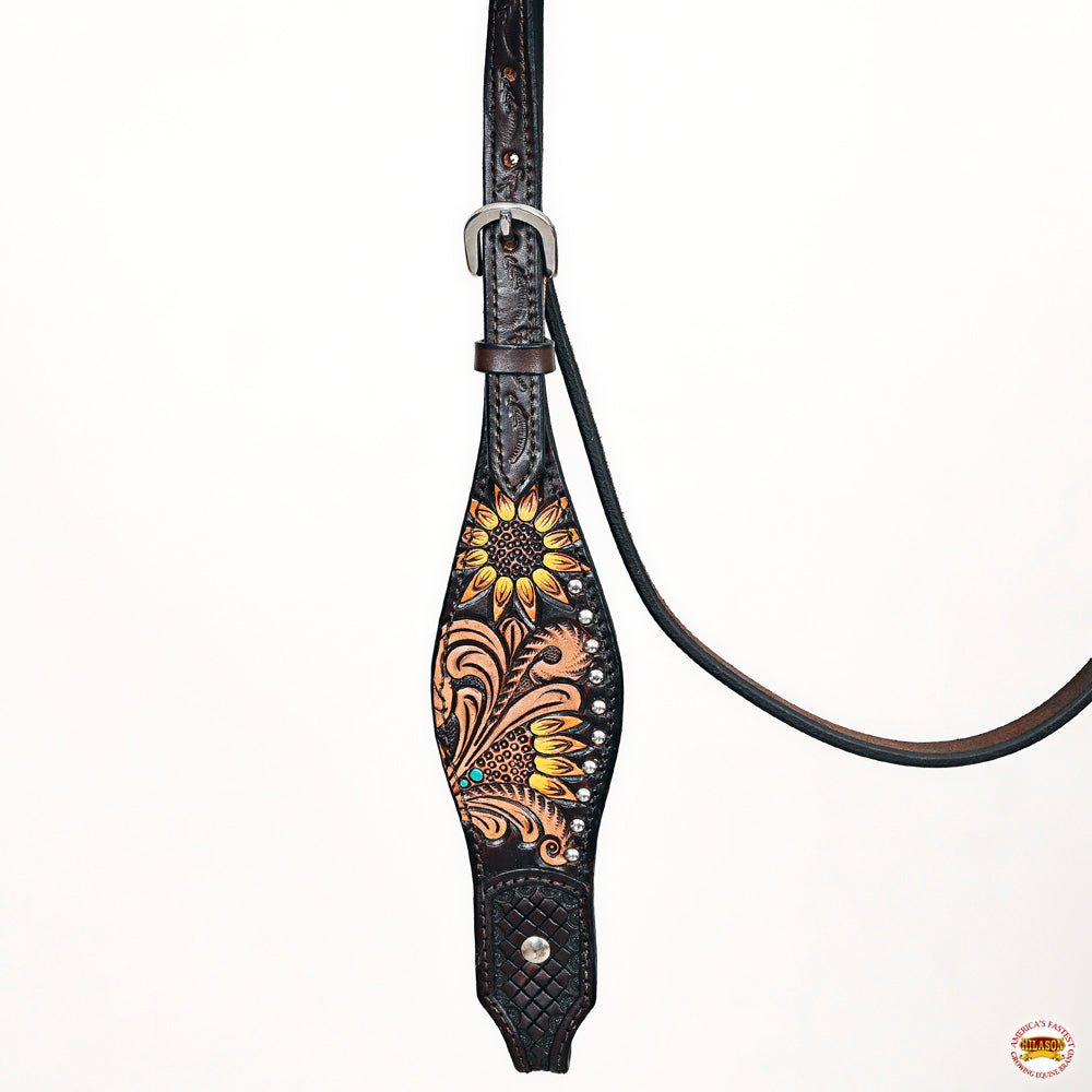Hand-Carved Leather Western Headstall And Breast Collar Set For Training And Showing