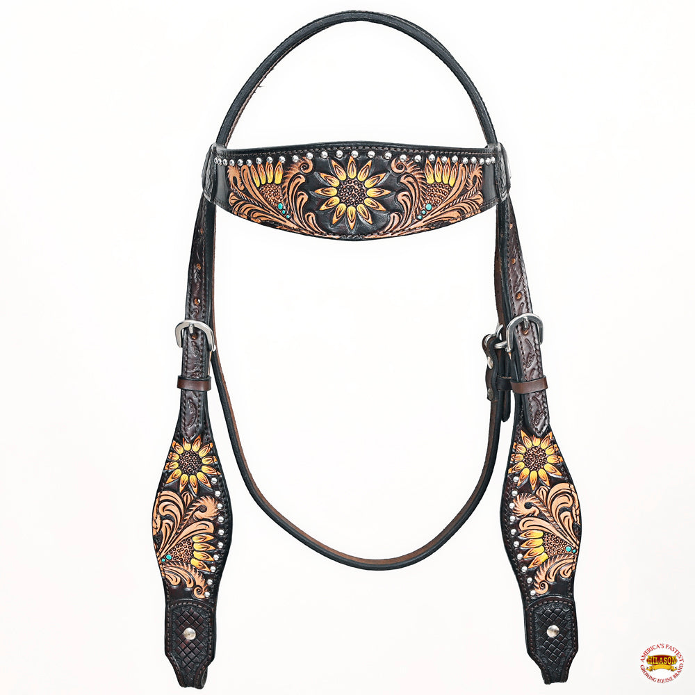 HILASON Western Horse Headstall Breast Collar Leather Brown
