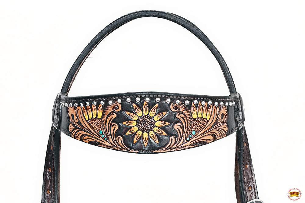 HILASON Western Horse Headstall Breast Collar Leather Brown