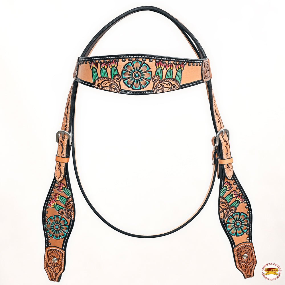 HILASON Western Horse Headstall & Breast Collar American Leather Floral Carving