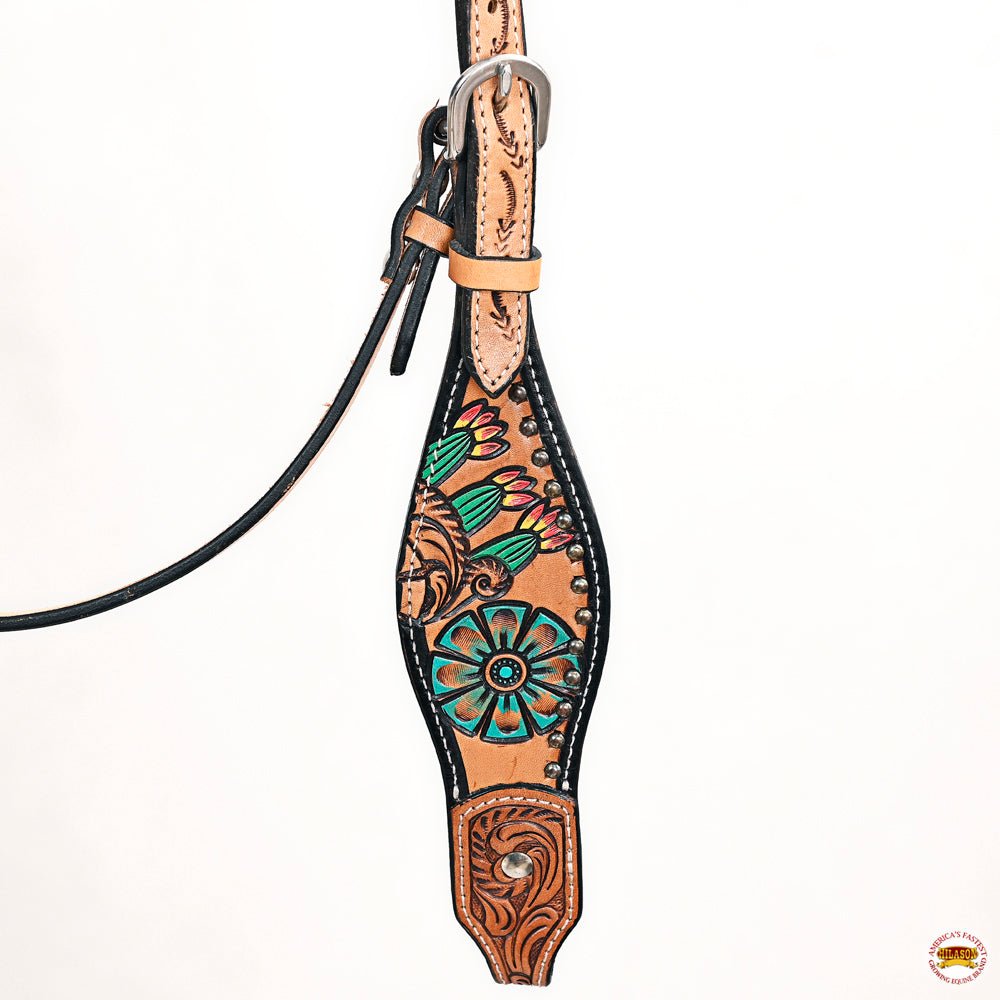 HILASON Western Horse Headstall & Breast Collar American Leather Floral Carving