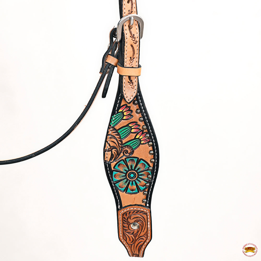 HILASON Western Horse Floral Headstall Breast Collar Set American Leather Tan | Tack for Horses