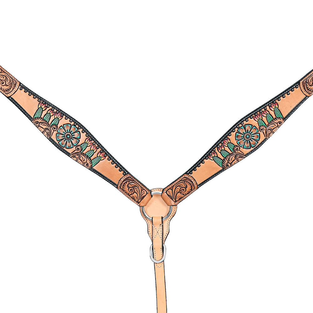 HILASON Western Horse Headstall & Breast Collar American Leather Floral Carving