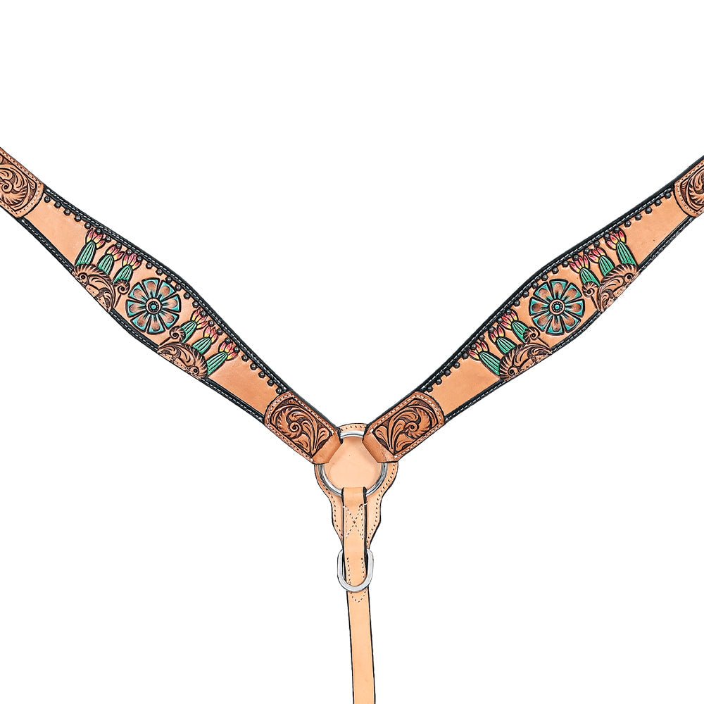 HILASON Western Horse Headstall & Breast Collar American Leather Floral Carving