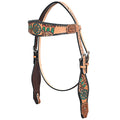 HILASON Western Horse Floral Headstall Breast Collar Set American Leather Tan | Tack for Horses