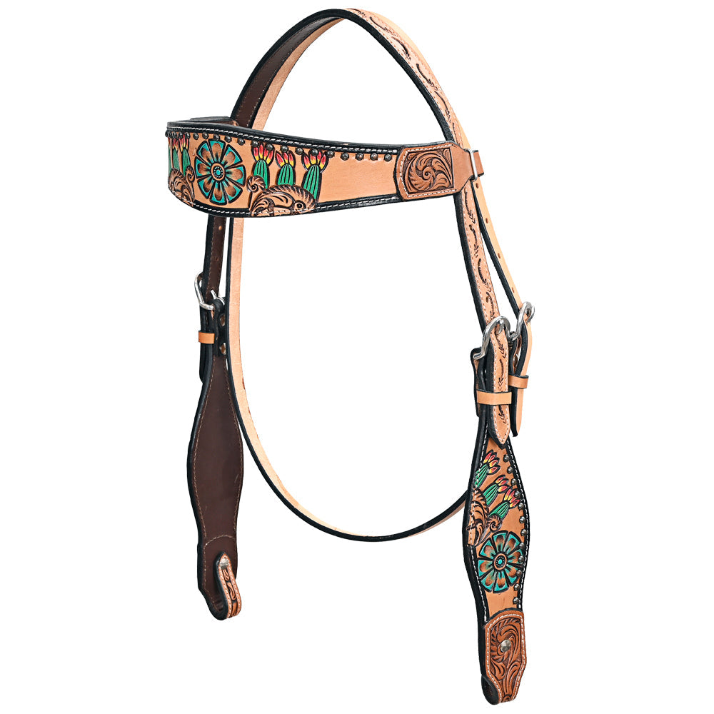 HILASON Western Horse Floral Headstall Breast Collar Set American Leather Tan | Tack for Horses
