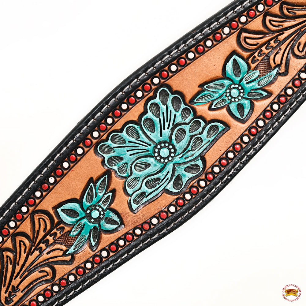 HILASON Western Horse Headstall & Breast Collar American Leather Floral Carving