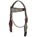 HILASON Western Horse Floral Headstall Breast Collar Set American Leather Brown | Tack for Horses