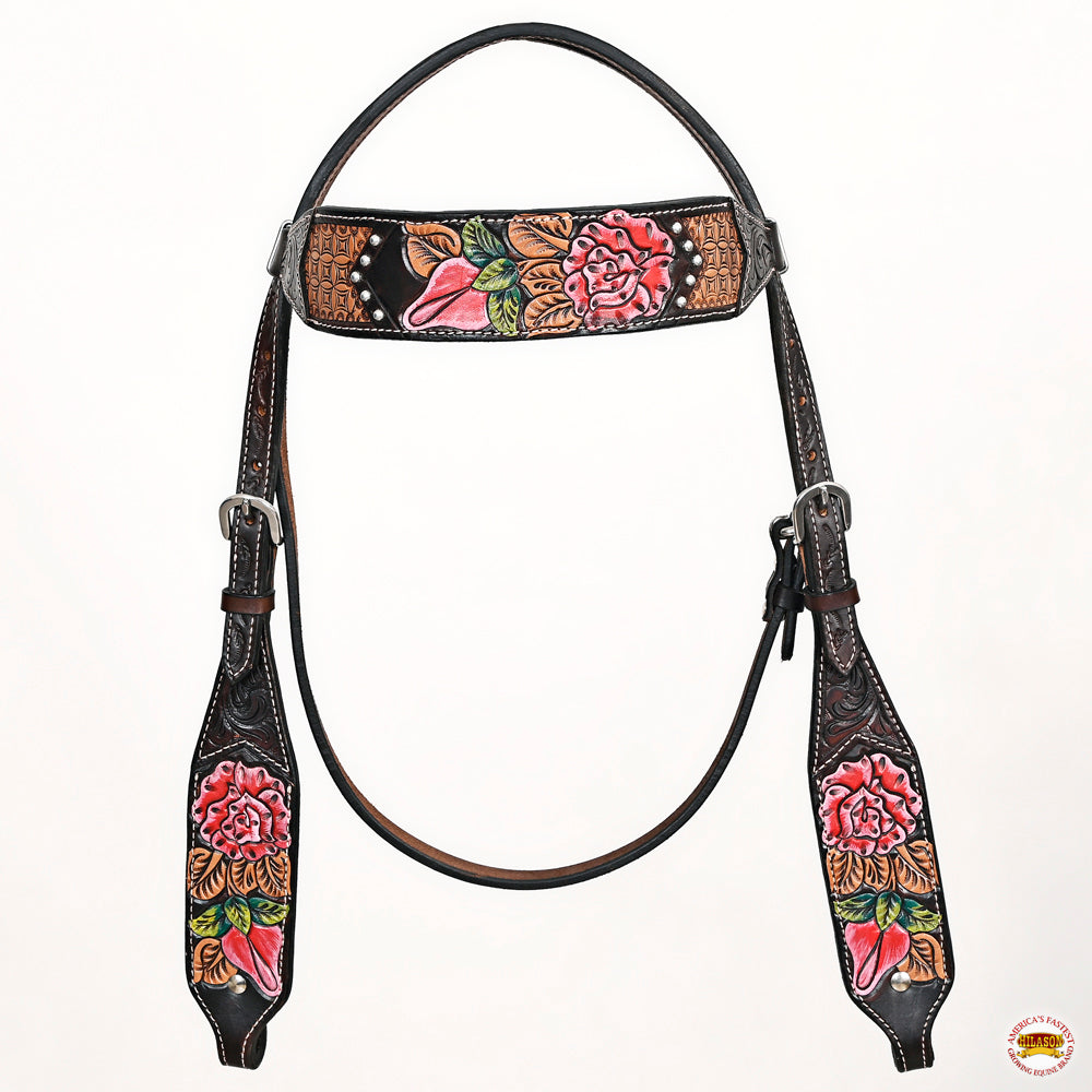 HILASON Western Horse Headstall Breast Collar Leather Brown