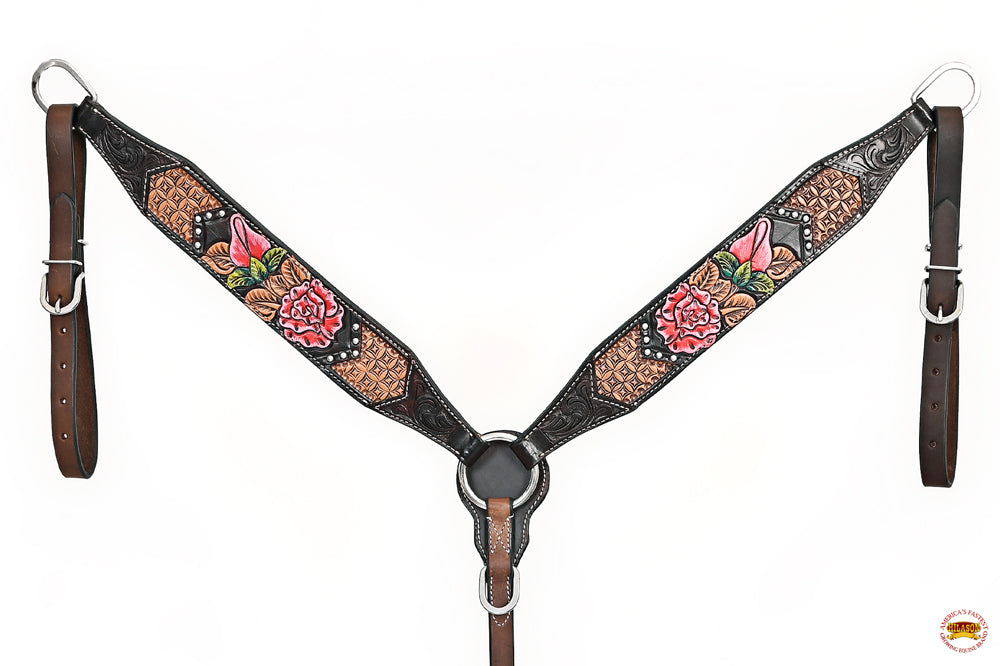 HILASON Western Horse Headstall Breast Collar Leather Brown