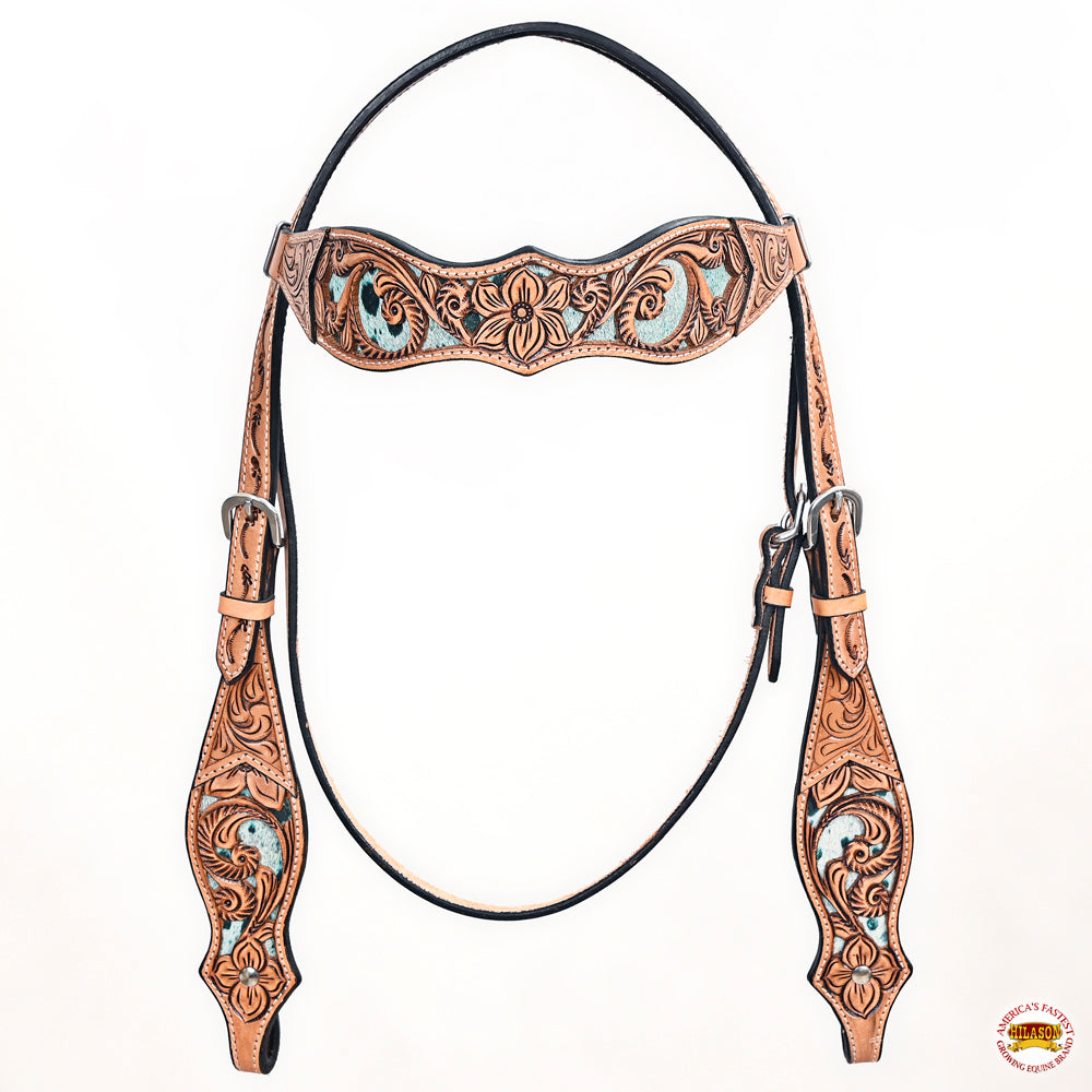 HILASON Western Horse Headstall Breast Collar American Leather Tan