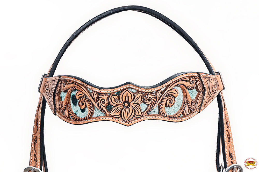HILASON Western Horse Headstall Breast Collar American Leather Tan