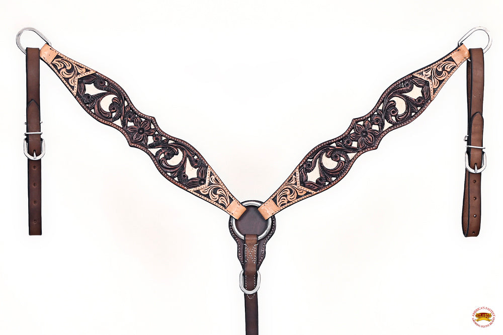 HILASON Western Horse Headstall Breast Collar Leather Brown