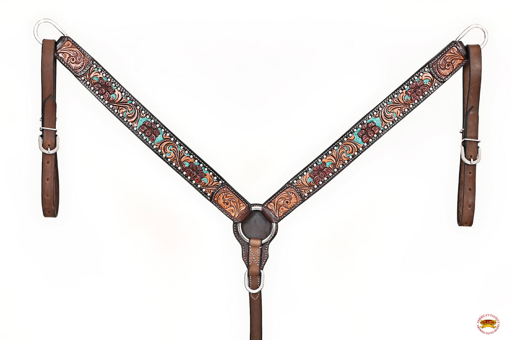 HILASON Western Horse Headstall Breast Collar Leather Brown