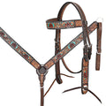 HILASON Western Horse Headstall Breast Collar Leather Brown