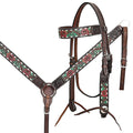 HILASON Western Horse Headstall Breast Collar Leather Brown