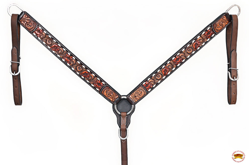 HILASON Western Horse Headstall Breast Collar Leather Brown