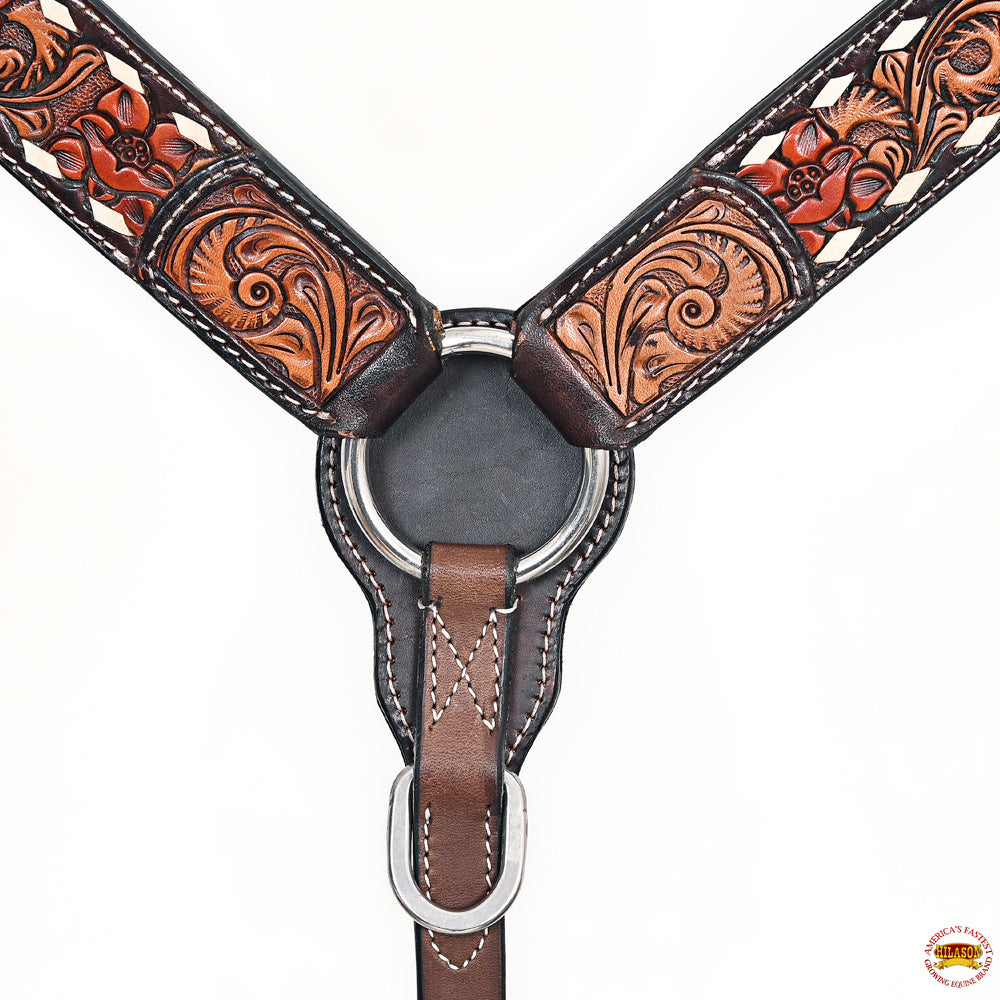 HILASON Western Horse Headstall Breast Collar Leather Brown
