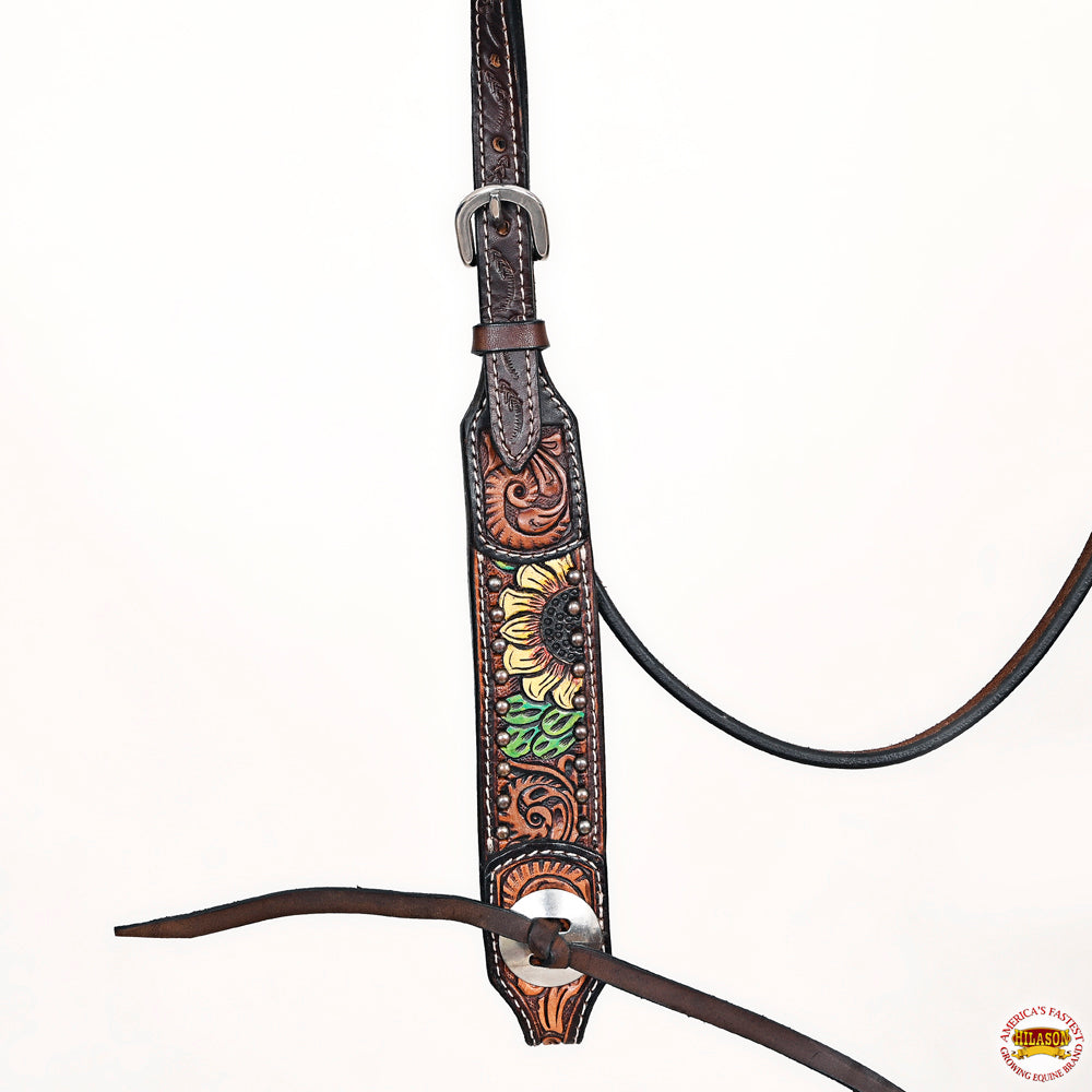 HILASON Western Horse Headstall Breast Collar Leather Brown