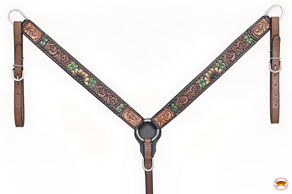 HILASON Western Horse Headstall Breast Collar Leather Brown