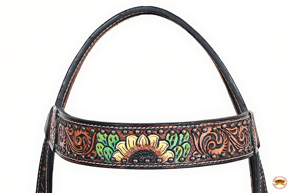HILASON Western Horse Headstall Breast Collar Leather Brown